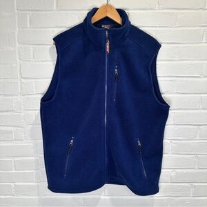 Vintage LL Bean Vest Mens Large Blue Polartec Fleece Full Zip Pocket Outdoors